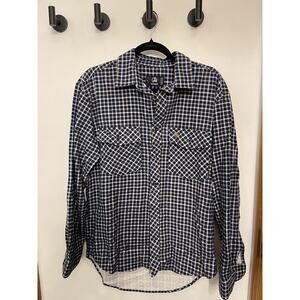 Swanndri Shirt Small Navy/yellow/white Gingham Plaid Flannel New Zealand Made